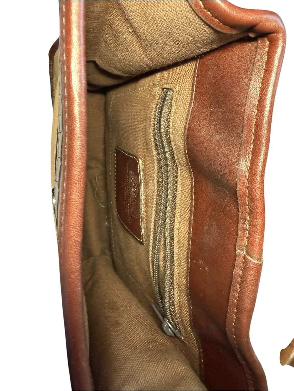 Brighton Vintage Canvas Leather Crossbody Bag Brown Heart Charm Y2K